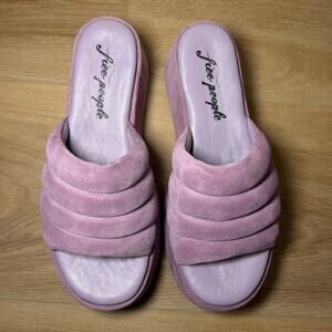Free People Almost Paradise Purple Velvety Suede Platform Sandals Size 38
